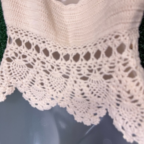 Free People Crochet Babe Cropped Boho Peplum Top Romantic Summer Festival - Picture 6 of 9